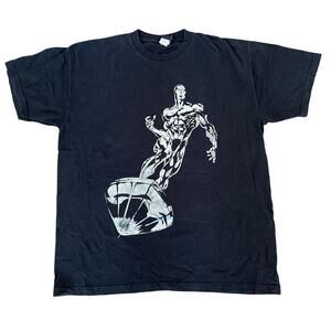 Vtg Marvel Silver Surfer Graphic T-Shirt Mens XL Black Mad Engine Comic Book Tee